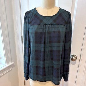 J.Crew Blackwatch Plaid Long-Sleeve Blouse (size small)